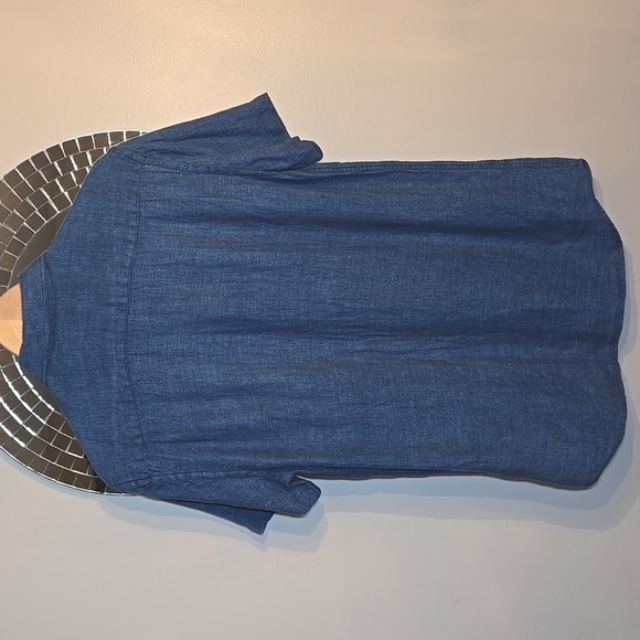 Faherty Indigo Basketweave Short Sleeve Palma Linen Button Front Shirt NWOT - Picture 8 of 15